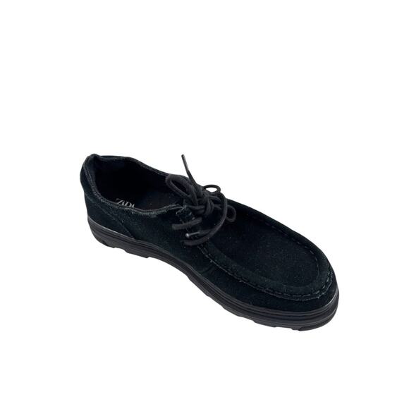 Zara Women’s Flat Split Real Suede Lace Up Loafers Shoes In Black Sz 36/6 US - Picture 9 of 14